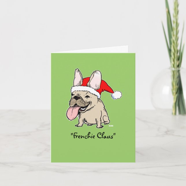 Funny French Bulldog Christmas Frenchie Santa Holiday Card (Front)