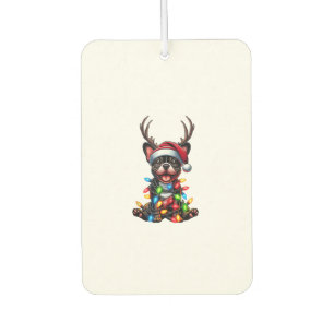 Funny French Bulldog Christmas Light Santa Hat Rei Car Air Freshener