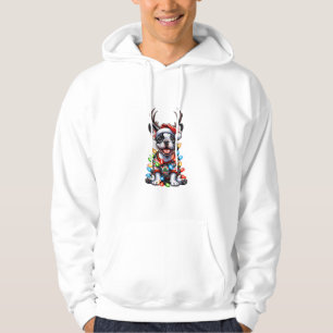 Funny French Bulldog Christmas Light Santa Hat Rei Hoodie