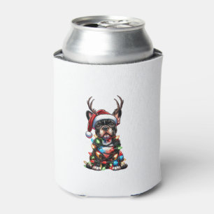 Funny French Bulldog Christmas Santa Hat Light Rei Can Cooler