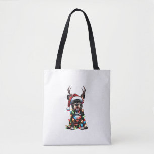Funny French Bulldog Christmas Santa Hat Light Rei Tote Bag