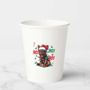 Funny French Bulldog Christmas Santa Hat Lights HO Paper Cups