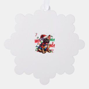 Funny French Bulldog Christmas Santa Hat Lights HO Tree Decoration Card