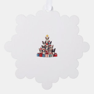 Funny French Bulldog Christmas Tree Santa Hat Snow Decoration Card