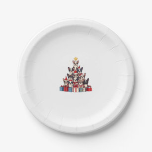 Funny French Bulldog Christmas Tree Santa Hat Snow Paper Plate