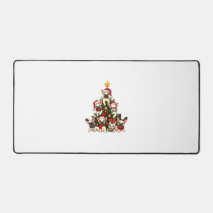 Funny French Bulldog Christmas Tree Snowflakes San Desk Mat