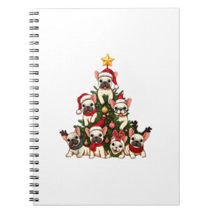 Funny French Bulldog Christmas Tree Snowflakes San Notebook