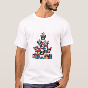 Funny French Bulldog Christmas Tree Snowflakes San T-Shirt