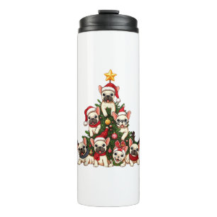 Funny French Bulldog Christmas Tree Snowflakes San Thermal Tumbler