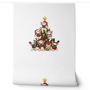 Funny French Bulldog Christmas Tree Snowflakes San Wallpaper