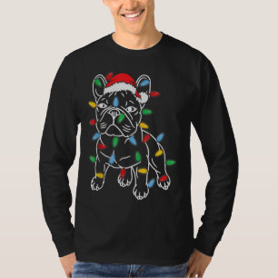 Funny French Bulldog Dog Christmas Light Tree Xmas T-Shirt