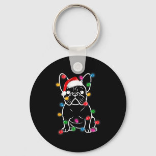 Funny French Bulldog Dog Tree Christmas Lights Paj Key Ring
