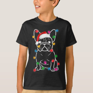 Funny French Bulldog Dog Tree Christmas Lights Paj T-Shirt