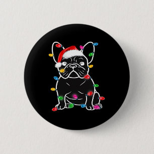 Funny French Bulldog Dog Tree Christmas Lights Xma 6 Cm Round Badge