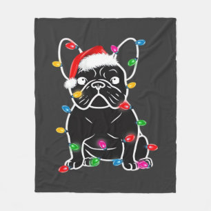 Funny French Bulldog Dog Tree Christmas Lights Xma Fleece Blanket
