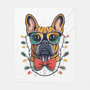 Funny French Bulldog Dog Tree Christmas Lights Xma Fleece Blanket