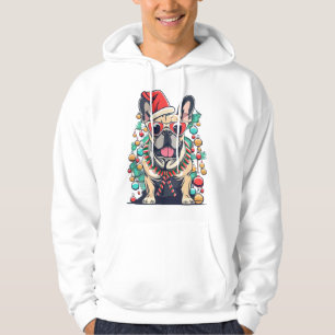 Funny French Bulldog Dog Tree Christmas Lights Xma Hoodie