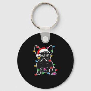 Funny French Bulldog Dog Tree Christmas Lights Xma Key Ring