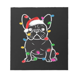 Funny French Bulldog Dog Tree Christmas Lights Xma Notepad