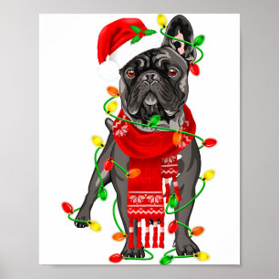Funny French Bulldog Dog Tree Christmas Lights Xma Poster