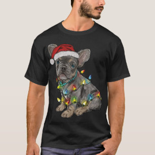 Funny French Bulldog Dog Tree Christmas Lights Xma T-Shirt