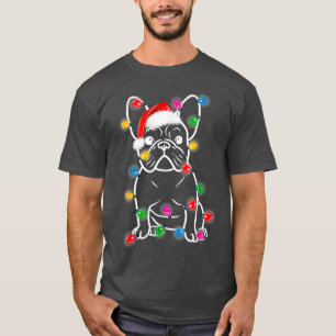 Funny French Bulldog Dog Tree Christmas Lights Xma T-Shirt