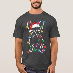Funny French Bulldog Dog Tree Christmas Lights Xma T-Shirt