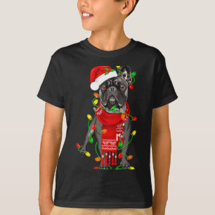 Funny French Bulldog Dog Tree Christmas Lights Xma T-Shirt