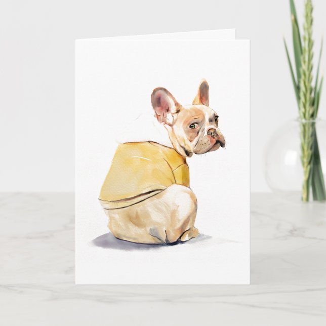 Funny French Bulldog Greeting Card (Front)