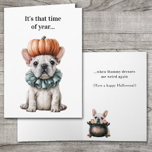 Funny French Bulldog Halloween Holiday Card