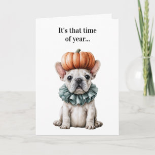 Funny French Bulldog Halloween Holiday Card