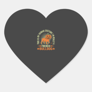 Funny French Bulldog Halloween Human Costume Desig Heart Sticker