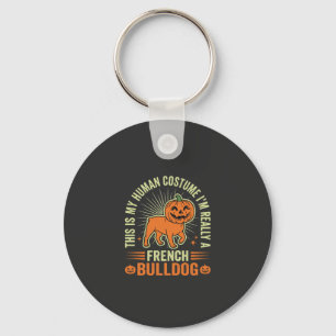 Funny French Bulldog Halloween Human Costume Desig Key Ring