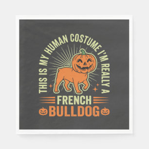 Funny French Bulldog Halloween Human Costume Desig Napkin