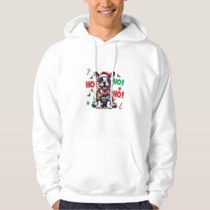 Funny French Bulldog HO HO HO Christmas Santa Hat Hoodie