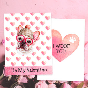 Funny French Bulldog I Woof You Dog Valentines Day Holiday Card