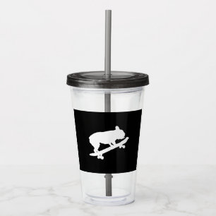 Funny French Bulldog On Skateboard Art Boys Men Acrylic Tumbler