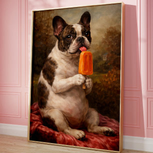 Funny French Bulldog Popsicle Wall Art Print