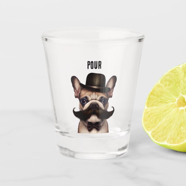 Funny French Bulldog Pour Custom  Shot Glass (Front)