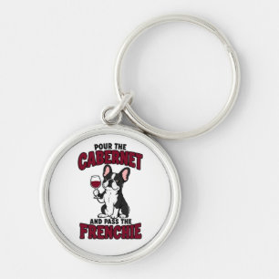 Funny French Bulldog Puppy Dog Frenchie Wine Lover Key Ring