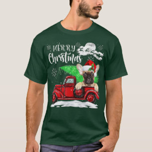 Funny French Bulldog Red Truck Christmas Pajama  T-Shirt