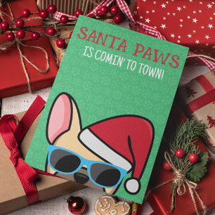 Funny French Bulldog Santa Paws Christmas Card