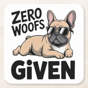 Funny French Bulldog Sassy Antisocial Introvert Square Paper Coaster