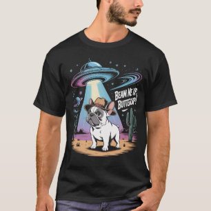 Funny French Bulldog UFO Alien Abduction T-Shirt