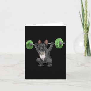 Funny French Bulldog Weightlifting And Bodybuildin Card