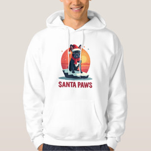 Funny French Bulldog Winter Sunset Art with Santa Hoodie