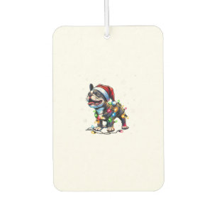 Funny French Bulldogs Christmas Santa Hat Lights S Car Air Freshener