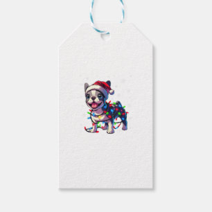 Funny French Bulldogs Christmas Santa Hat Lights S Gift Tags