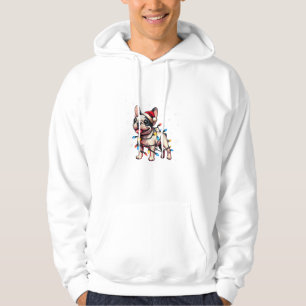 Funny French Bulldogs Christmas Santa Hat Lights S Hoodie