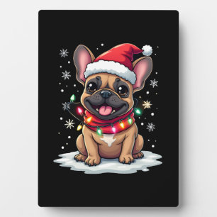 Funny French Bulldogs Christmas Santa Hat Lights S Plaque